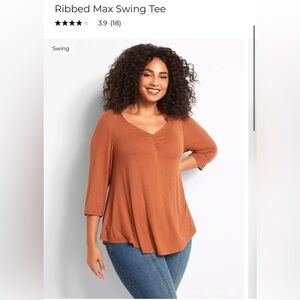 Lane Bryant Ribbed Max Swing 3/4 Length Sleeve Tee